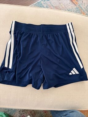 adidas Navy Athletic Shorts with White Stripes